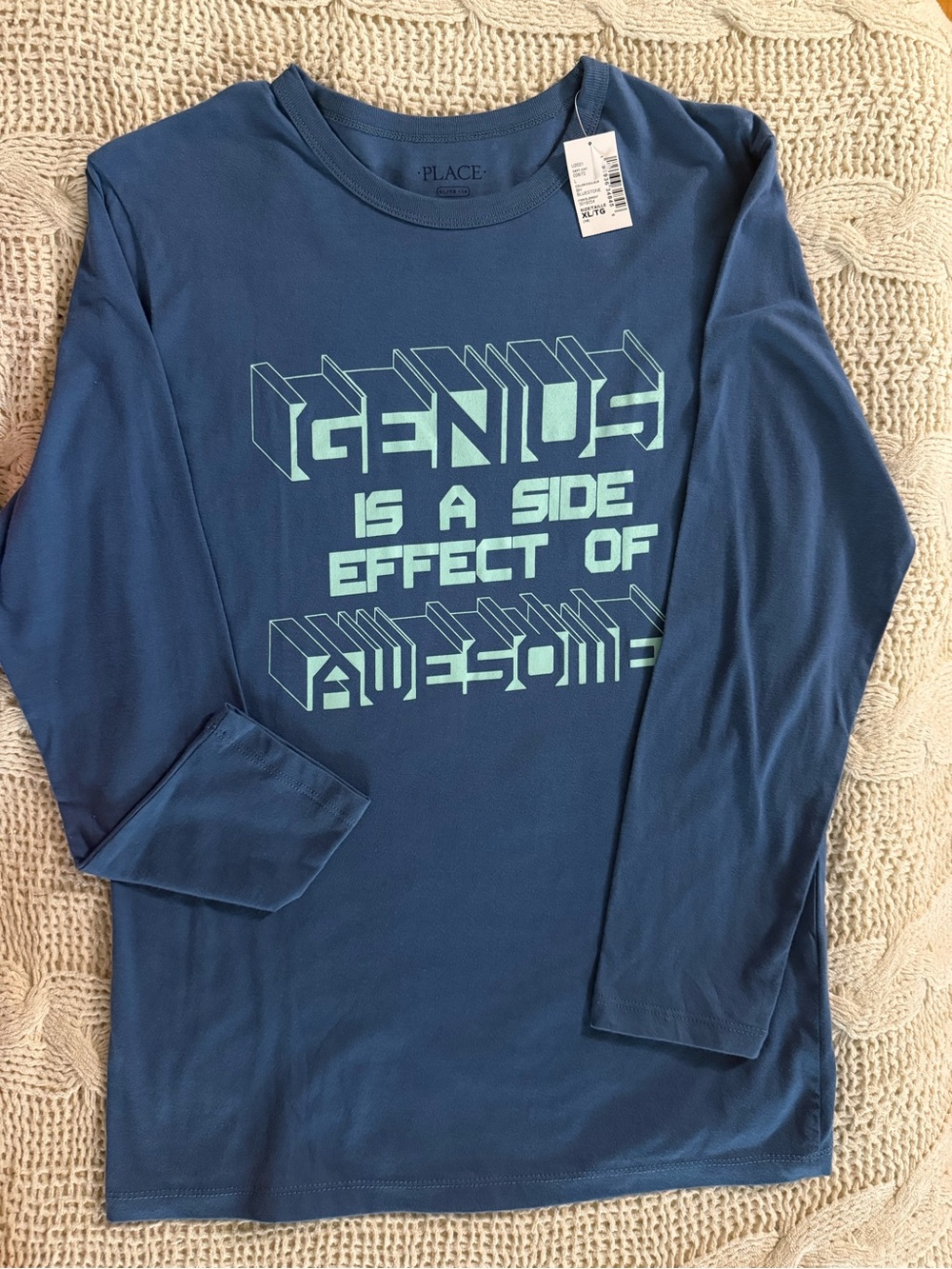 The Children's Place Blue Long Sleeve Tee with Mint Graphic